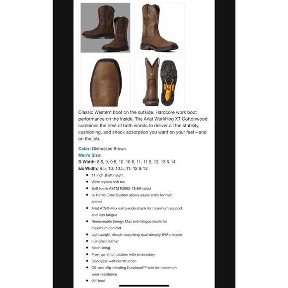 Brand New Men’s Ariat WorkHog XT Cottonwood Boots SZ 11.5B - Picture 9 of 9